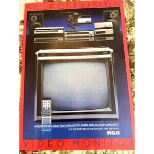 Vintage RCA Electronics Ad Double Sided TV Video Camera 1983 Tech Ephemera